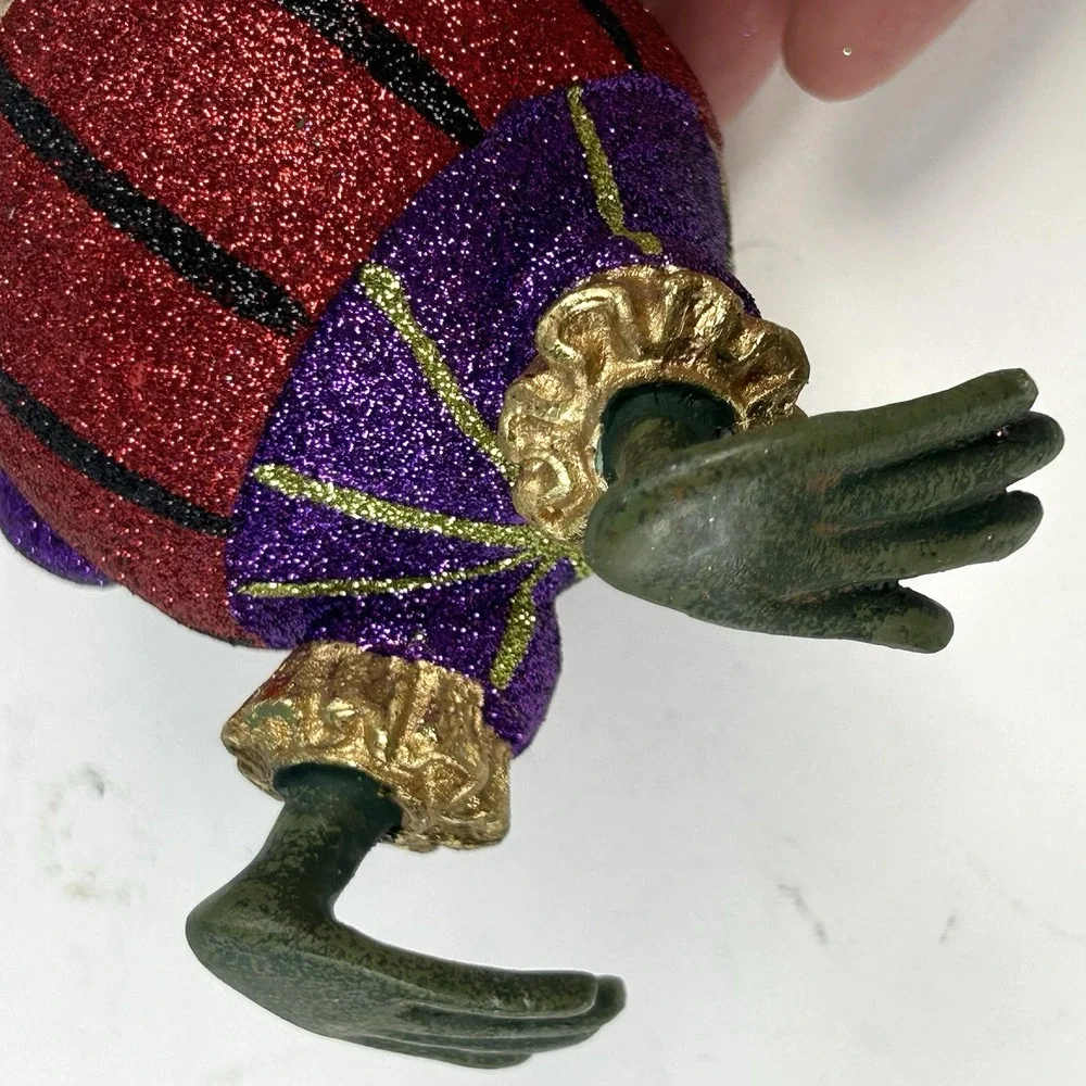 Katherine's Collection Frog Jester Ornament Red Purple Glitter Vintage Christmas